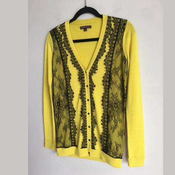 Marches a Notte Voyage Yellow Black Lace Cardigan - Picture 3 of 6